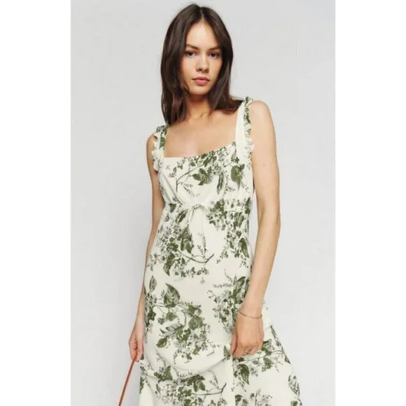 💕REFORMATION💕 Leni Dress ~ Sage Brush Floral Print Medium M NWT